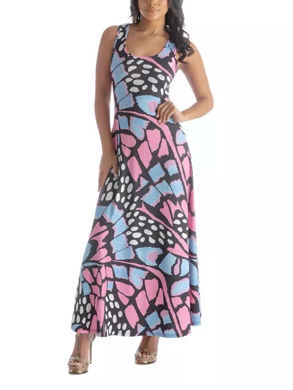 24seven Comfort Apparel Sleeveless Flowy Full Length Dress
